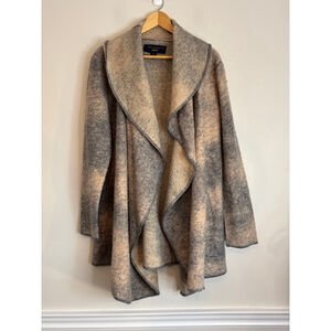 Paul Costelloe Grey Beige Mohair Wool Draped Cape Cardigan Size 12